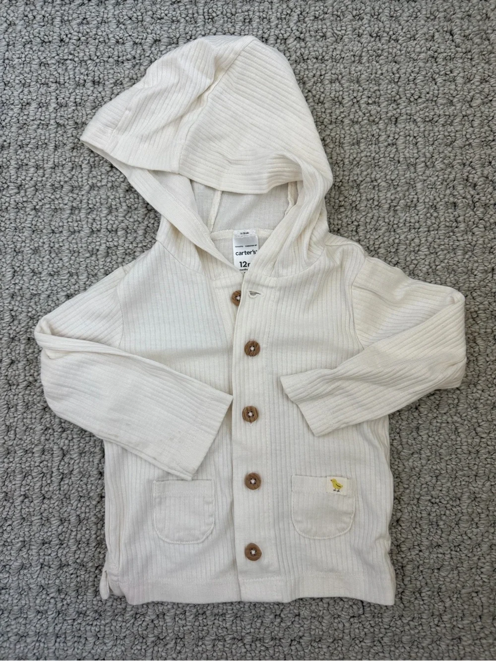 Carters 12 Mo. Neutral Ribbed Hoodie & Jogger Set - Cream